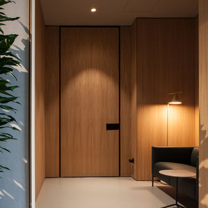 puerta de interior / pivotante / de madera maciza / blindada