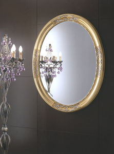 espejo de pared / de estilo / ovalado / dorado