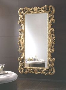espejo de pared / de estilo / rectangular / dorado