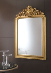 espejo de pared / de estilo / rectangular / dorado