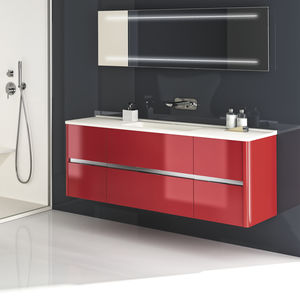 mueble de lavabo doble / suspendido / de madera / de resina