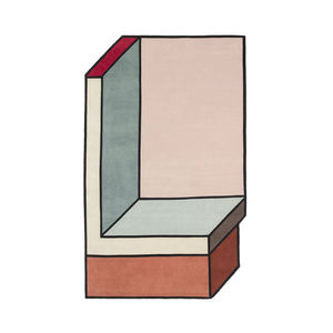 alfombra contemporánea / con motivos / de lana / rectangular