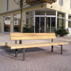 banco público / contemporáneo / de madera / de acero galvanizado