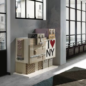 mueble de entrada contemporáneo / de madera lacada / con almacenamiento / con cajón