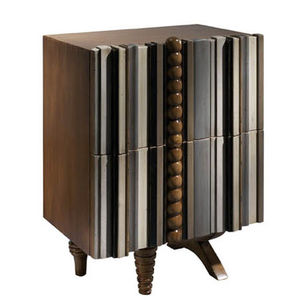 mesilla de noche moderna / de madera lacada / con base de madera / rectangular