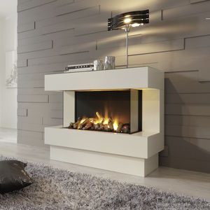 chimenea eléctrica / contemporánea / hogar cerrado / de 3 caras