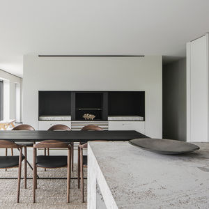 chimenea de leña / contemporánea / hogar abierto / empotrable