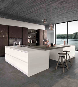 cocina contemporánea / de madera lacada / de vidrio lacado / de Corian®