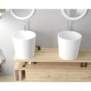 lavabo sobre encimera / cónico / de mineral compuesto / de diseño minimalista