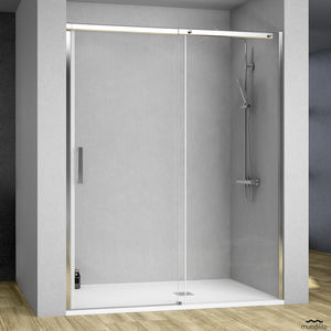 mampara de ducha corredera / para ducha empotrada / rectangular / de vidrio
