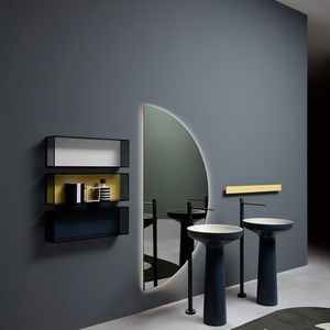 espejo para baño de pared / con luz / contemporáneo