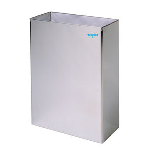 cubo de basura público / de pared / de acero inoxidable pulido / contemporáneo