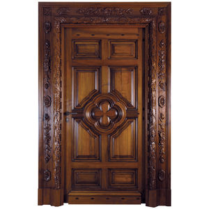 puerta de entrada / abatible / de madera maciza / de roble