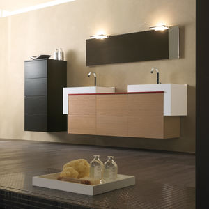 mueble de lavabo suspendido / de vidrio / laminado / aluminio