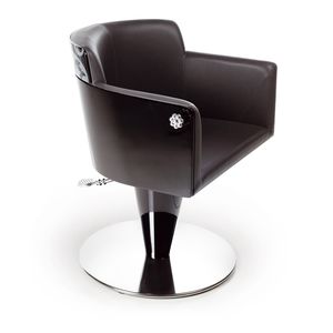 sillón de peluquería de vinilo / con base central / con bomba hidráulica / giratorio