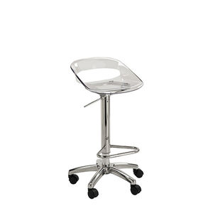 taburete de trabajo de metal / de Plexiglas® / para centro de estética / con ruedas