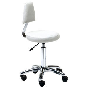 taburete moderno / de aluminio pulido / de cuero artificial / para centro de estética