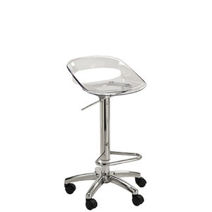 taburete de peluquería con base de metal cromado