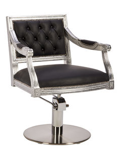 sillón de peluquería de tejido / de acero inoxidable / con base central / con bomba hidráulica