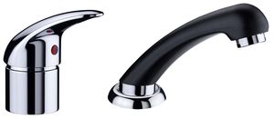 grifo monomando para lavabo / de metal cromado / de baño / con 2 orificios