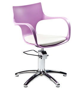 sillón de peluquería de polimetacrilato / con bomba hidráulica / con patas en forma de estrella / verde