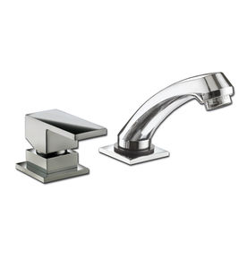grifo monomando para lavabo / de metal cromado / de baño / con 2 orificios