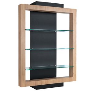 expositor multiusos / de madera / de vidrio / retroiluminado