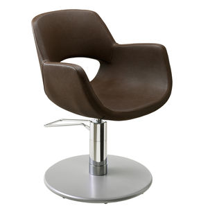 sillón de peluquería de cuero / con base central / con bomba hidráulica / con patas en forma de estrella