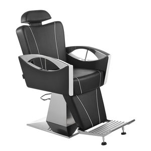 sillón de barbero de cuero artificial / con reposacabezas / con reposapiés / ajustable en altura