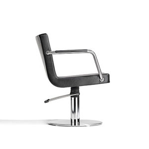 sillón de peluquería contemporáneo / de acero inoxidable / de cuero artificial / con base central
