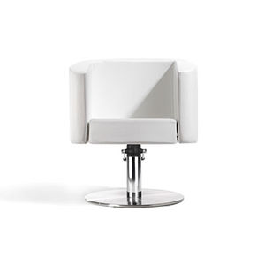 sillón de peluquería de tejido / con base central / con bomba hidráulica / blanco
