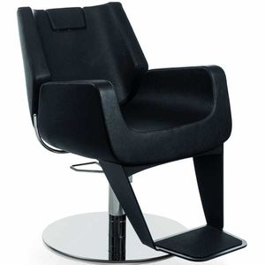 sillón de barbero de cuero artificial / con reposapiés / con base central / con bomba hidráulica
