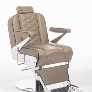 sillón de barbero de metal cromado / de cuero artificial / con reposapiés / con reposacabezas