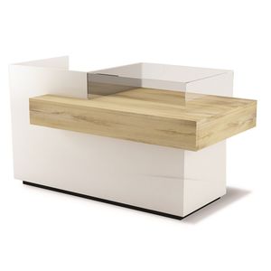 mostrador de recepción de madera