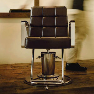 sillón de peluquería de cuero / con reposapiés / con base central