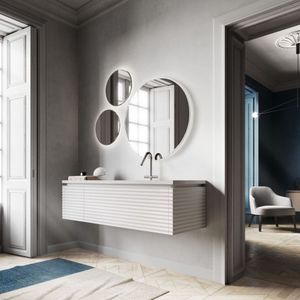 baño moderno / de madera / de material compuesto / lacado