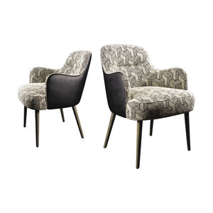 sillón contemporáneo / de tejido / de cuero / de fresno