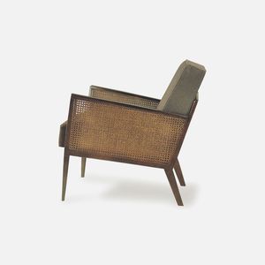 sillón contemporáneo / de haya / de tejido / de cuero