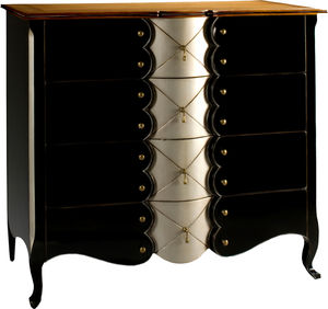cómoda alta / de estilo / de madera lacada / negra