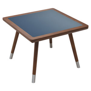 mesa de centro contemporánea / de madera / de vidrio / con base de madera