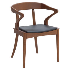 silla contemporánea / tapizada / con reposabrazos / madera