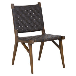 silla contemporánea / de cuero / de madera / para el sector servicios