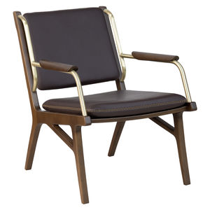 sillón contemporáneo / de tejido / de cuero / de madera