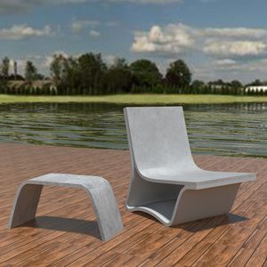 conjunto de mesa y banco contemporáneo / de hormigón de alto rendimiento / de jardín / de exterior