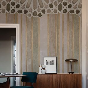 papel pintado moderno / de rayas / con motivos geométricos