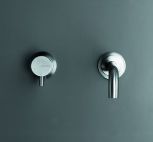 grifo monomando para lavabo / de pared / de acero inoxidable / de baño