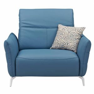 sillón contemporáneo / de cuero / reclinable / azul