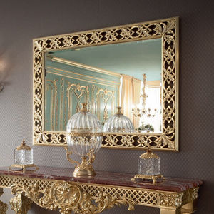 espejo de pared / de estilo / rectangular / de madera maciza