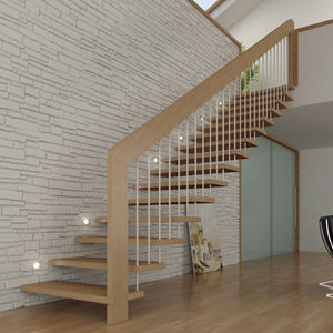 escalera recta / estructura de madera / con peldaños de madera / sin contrahuellas
