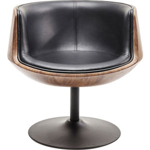 sillón contemporáneo / de nogal / de acero lacado / giratorio
